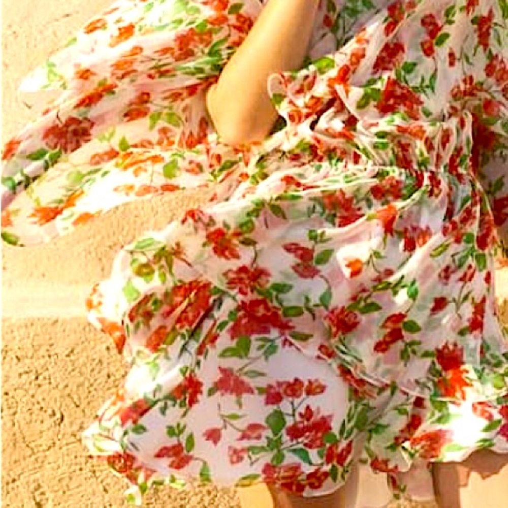 Carolina Constas Silk Chiffon Bougainvillea Wrap Dress - great condition, size S
